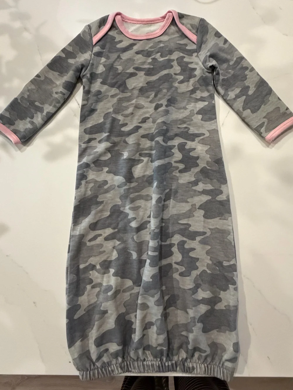 BASS PRO SHOP Girls' Gray Camo Sleep Gown with Pink Trim